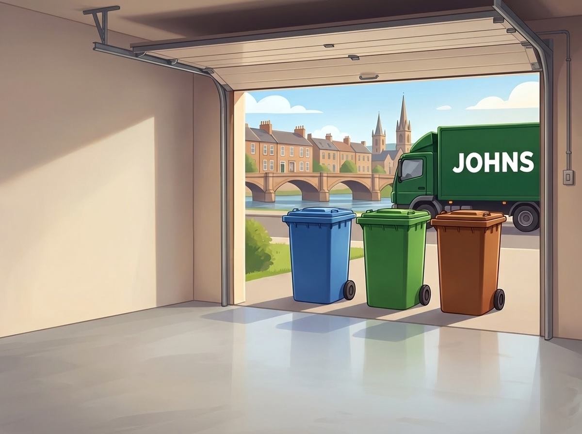 The same garage completely cleared and swept by Johns Waste Management