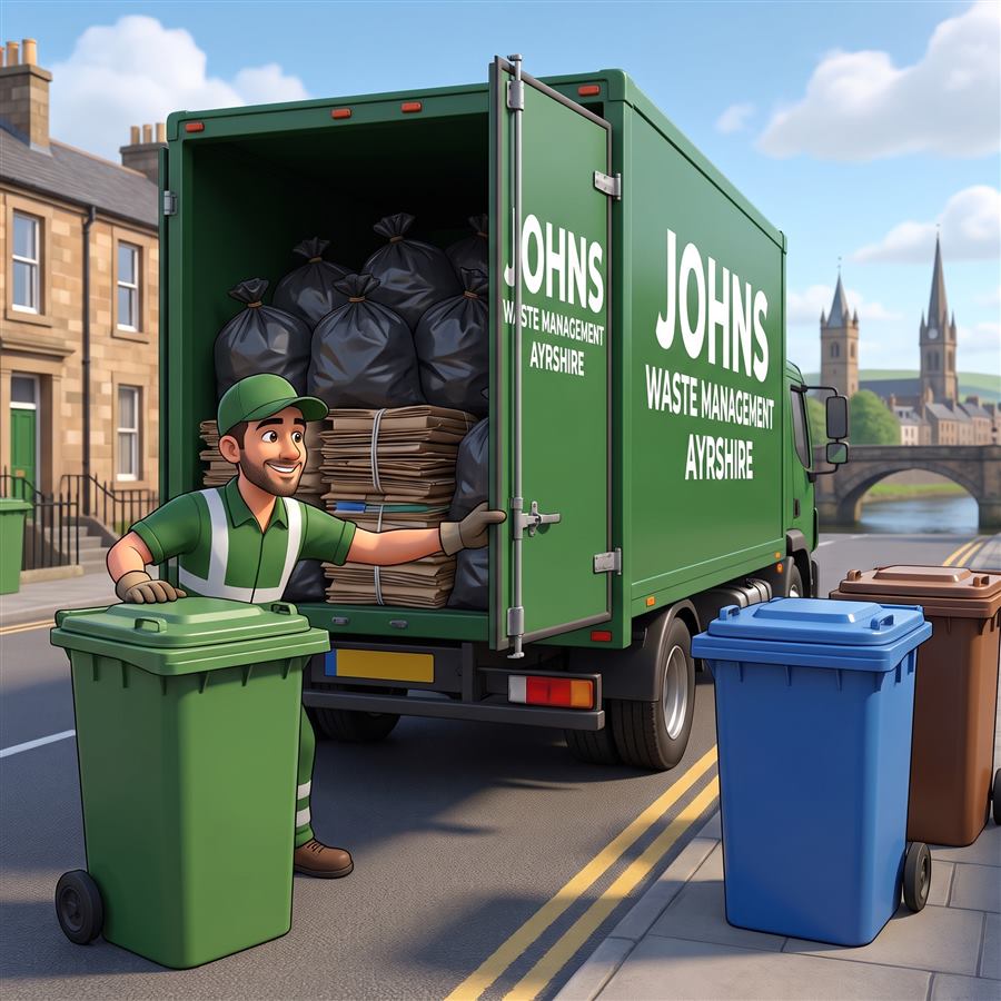 Johns Waste Management lorry loaded after a bulk uplift