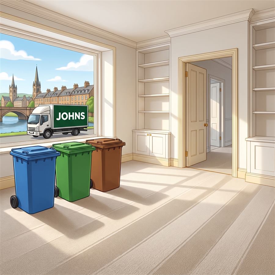 Bright living room after a full house clearance in Ayrshire