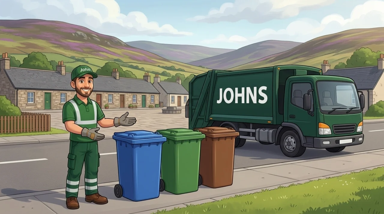 Johns Waste Management bin collection in Dalmellington, East Ayrshire