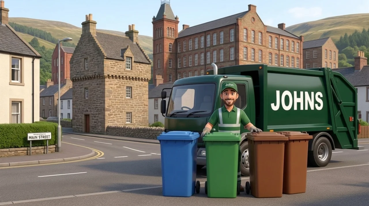Johns Waste Management bin collection in Newmilns, East Ayrshire