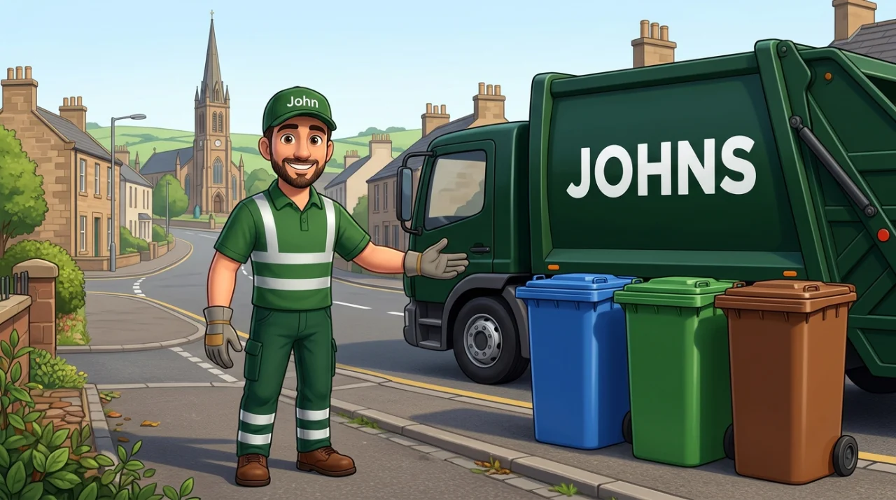 Johns Waste Management bin collection in Stewarton, East Ayrshire