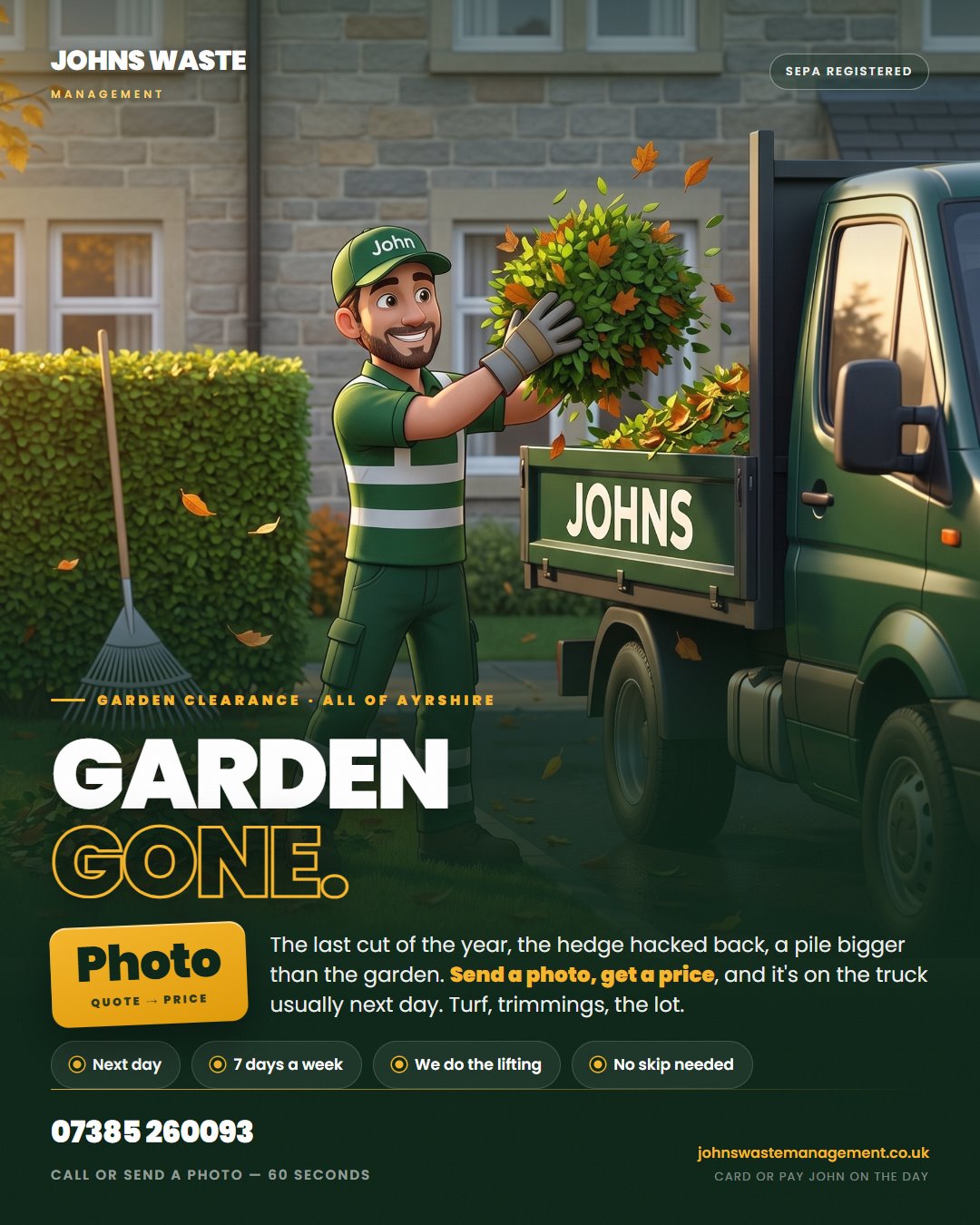 Garden gone. — Johns Waste Management autumn garden clearance, Ayrshire