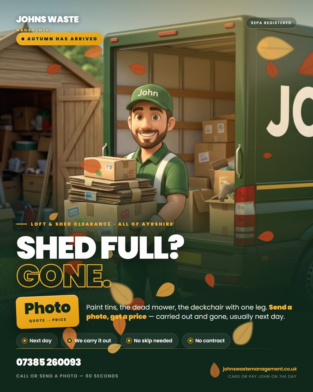 Shed full? Gone. — Johns Waste Management garage and shed clearance, Ayrshire